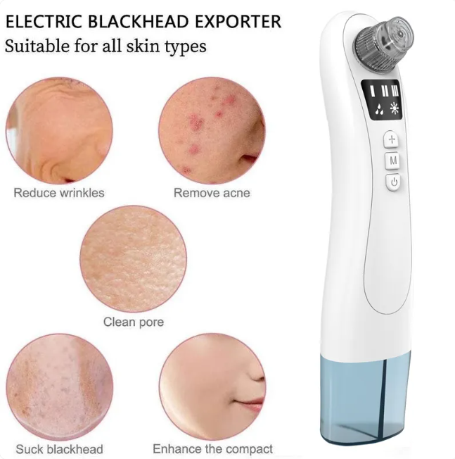 Electric Blackhead Remover — 5-in-1 Pore Vacuum with LED Display & Multiple Suction Heads