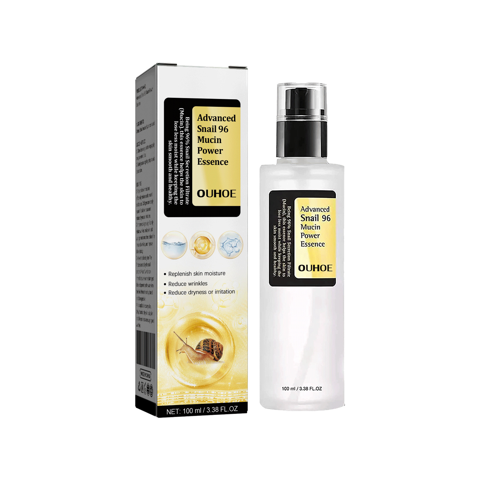 96% Snail Mucin Facial Essence — Korean Anti-Aging, Repair & Brightening Serum