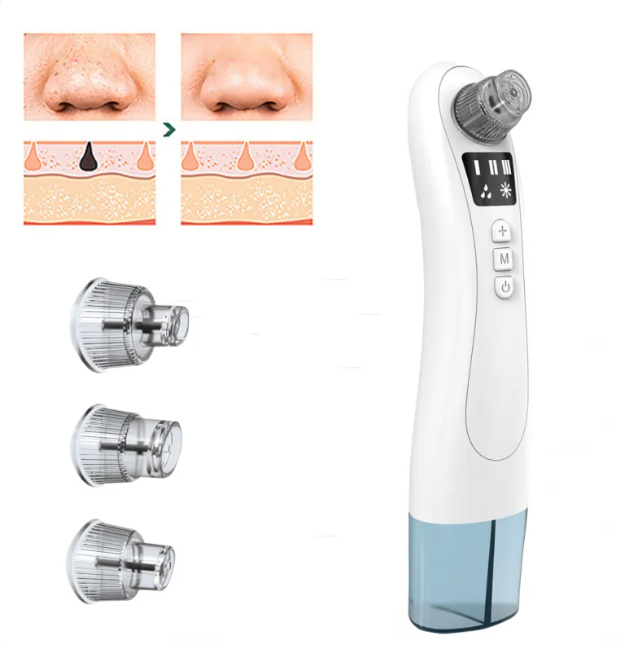Electric Blackhead Remover — 5-in-1 Pore Vacuum with LED Display & Multiple Suction Heads