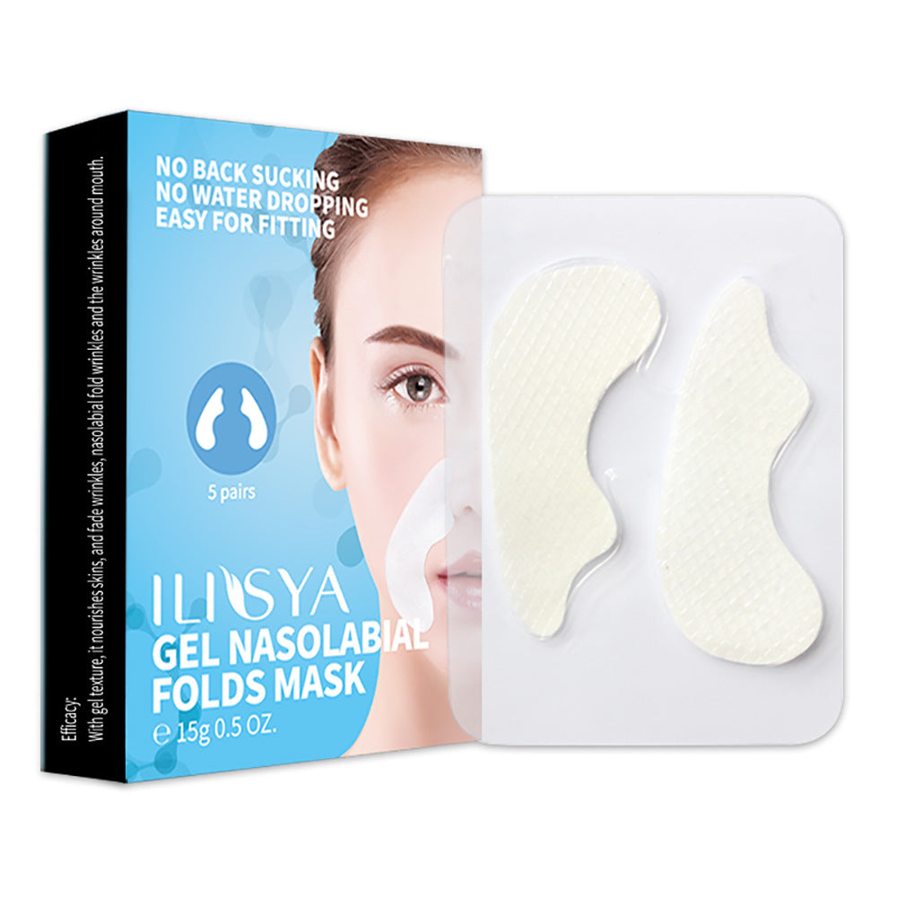 Overnight Nasolabial Fold & Smile Line Patches — 5 Pairs, Hydrogel Sleep Treatment