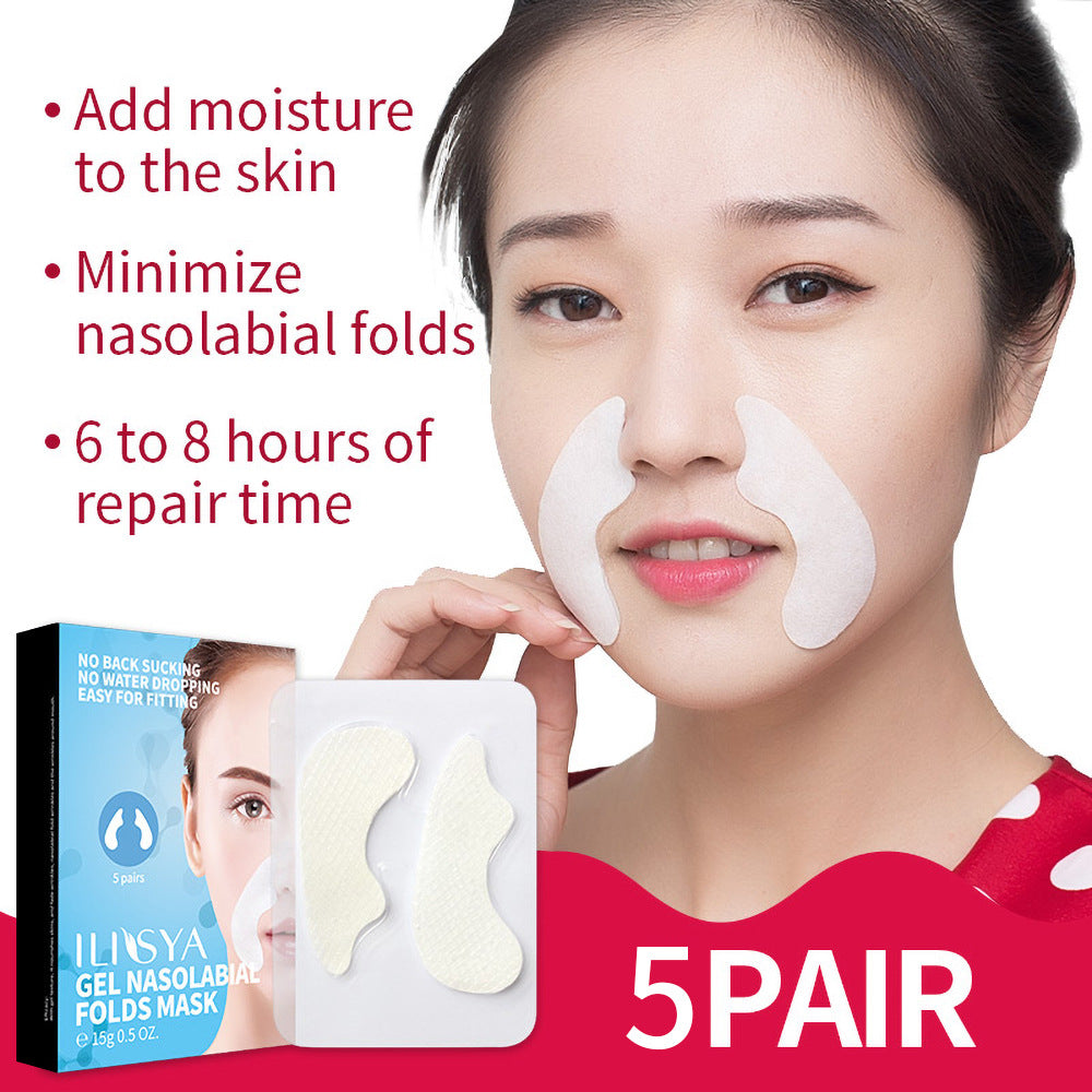 Overnight Nasolabial Fold & Smile Line Patches — 5 Pairs, Hydrogel Sleep Treatment