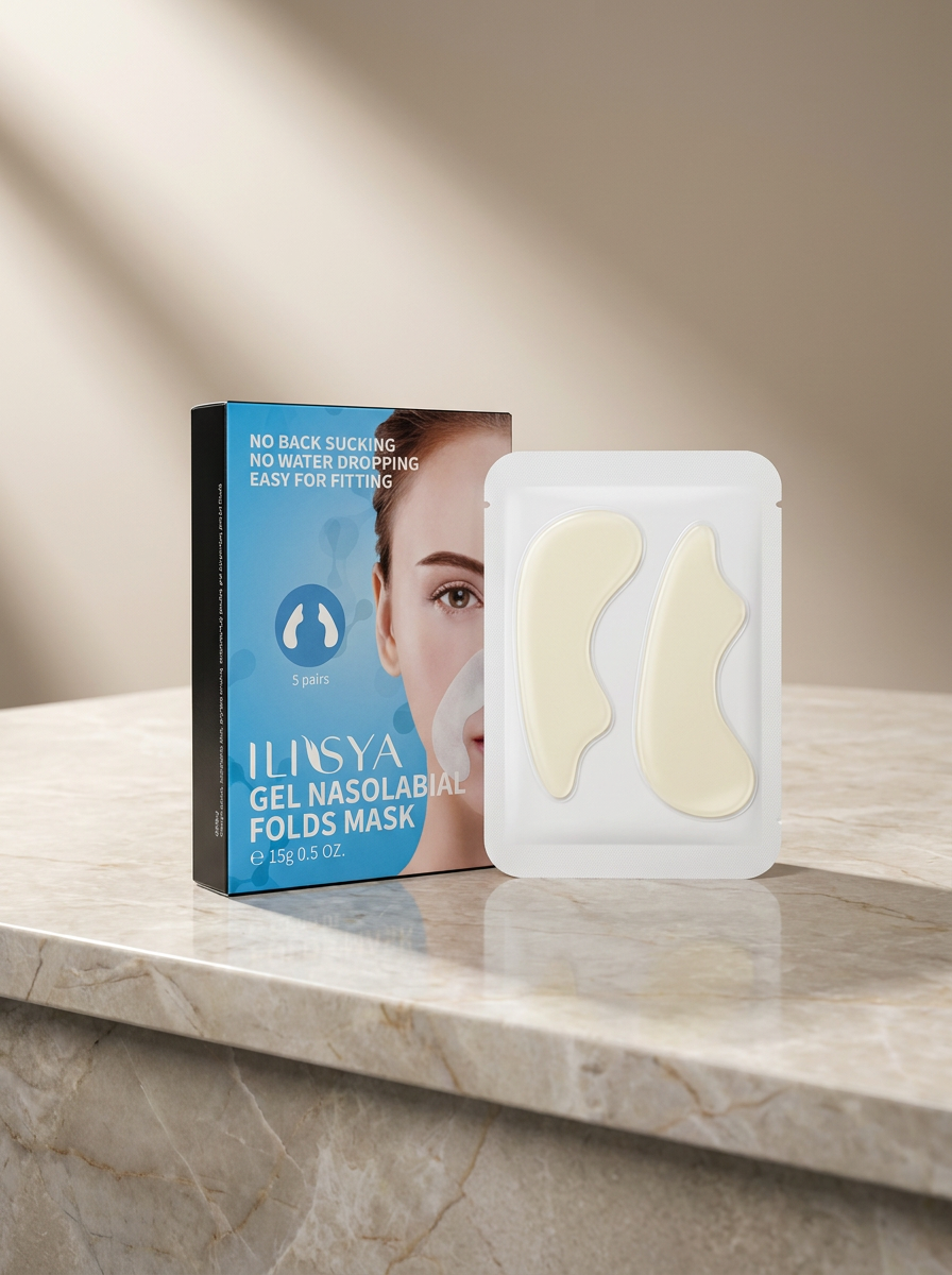 Overnight Nasolabial Fold & Smile Line Patches — 5 Pairs, Hydrogel Sleep Treatment